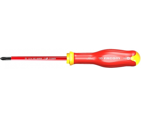 Отвертка диэлектрическая крестовая Phillips PH1x100 мм Facom ATP1X100VE