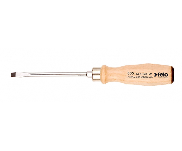Отвертка Felo серия 335 4,5x90 ударная шлицевая 33504590 с деревянной ручкой