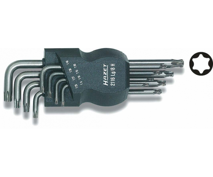 Набор длинных штифтовых ключей TORX со сфер. головкой Hazet 2116LG/8H 8 предметов