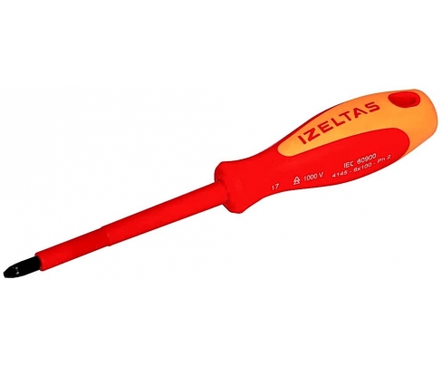 Отвертка диэлектрическая крестовая Phillips РН1х80 Izeltas 4145184580