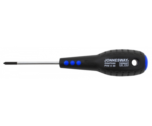 Отвертка крестовая Phillips PH0 x 60 Jonnesway FULL STAR D04P060