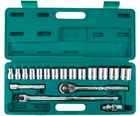Набор торцевых головок дюймовых с трещоткой, квадрат 1/2"DR 3/8" - 1 1/4", 19 предметов Jonnesway  S05H4219S