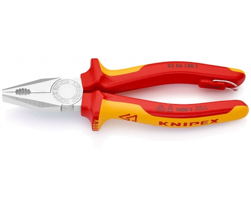 Плоскогубцы комбинированные VDE Knipex KN-0306180TBK со страховочным креплением