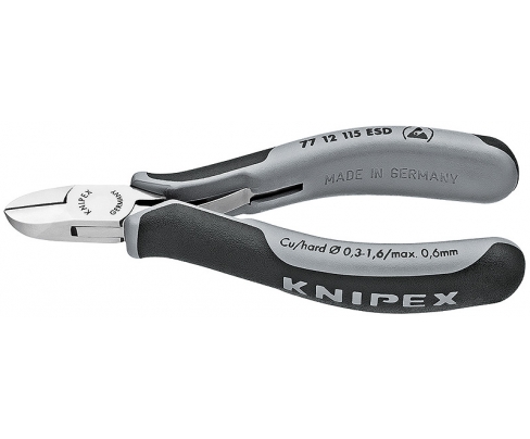 Кусачки боковые для электроники антистатические Knipex KN-7712115ESD