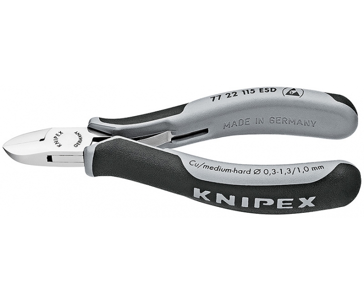Кусачки боковые для электроники антистатические Knipex KN-7722115ESD