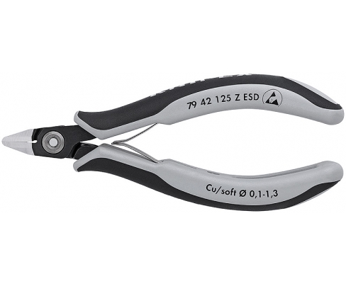 Прецизионные кусачки боковые для электроники антистатические ESD Knipex KN-7942125ZESD