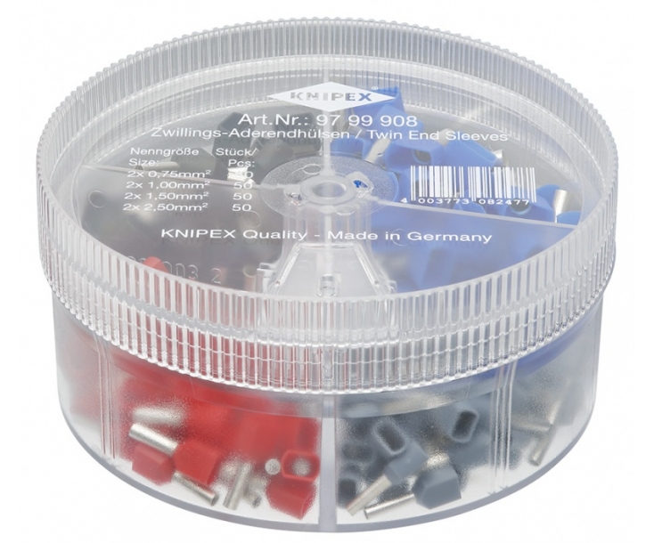 Набор изолированных сдвоенных контактных гильз 200 шт. в коробке Knipex KN-9799908