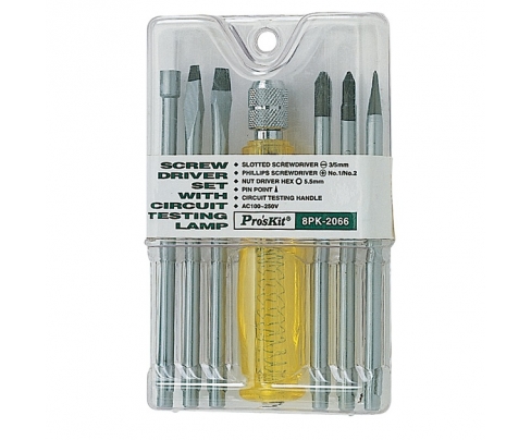 Отвертка-индикатор с набором насадок Proskit 8PK-2066