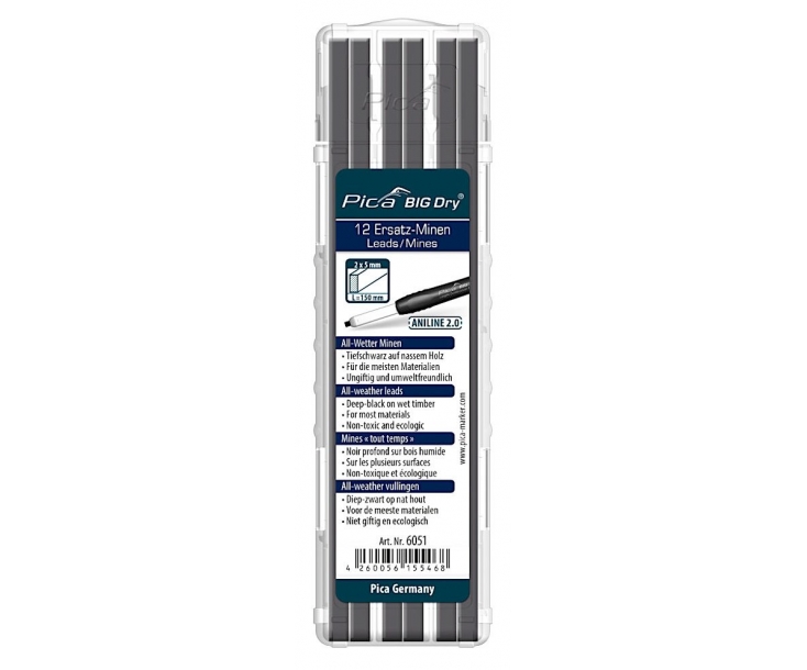 Грифели всепогодные Aniline для карандаша Pica BIG Dry 6051 12 пр.
