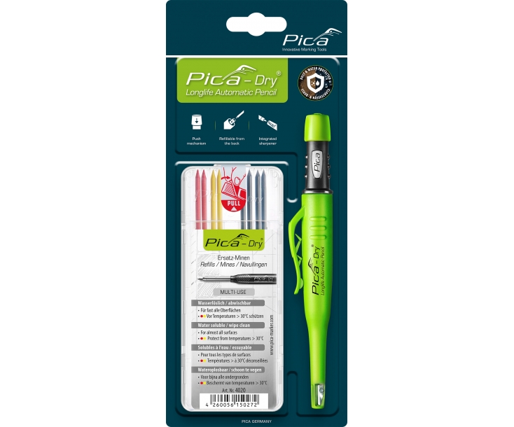 Набор для разметки с карандашом Pica-Dry и цветными грифелями Pica 30402 (3030+4020)