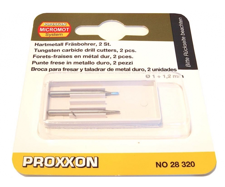 Боры твердосплавные игольчатые 1.0 + 1.2 мм Proxxon 28320 2 шт.