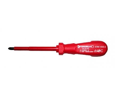 Отвертка диэлектрическая крестовая Phillips DRALL 4765 VDE 2 PH2х100 Stahlwille 47651002