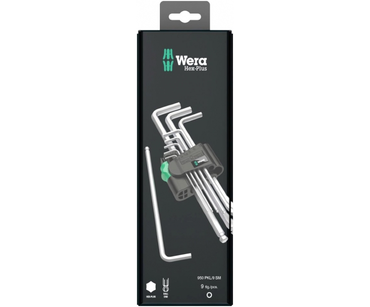 Набор Г-образных ключей, метрических, хромированных Wera 950/9 Hex-Plus 1 SB WE-073391