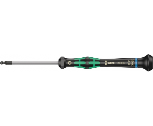 Отвертка HEX Wera Kraftform Micro для электронщика 2052 WE-118094 2.5 Х 60 с шестигранной сферической головкой
