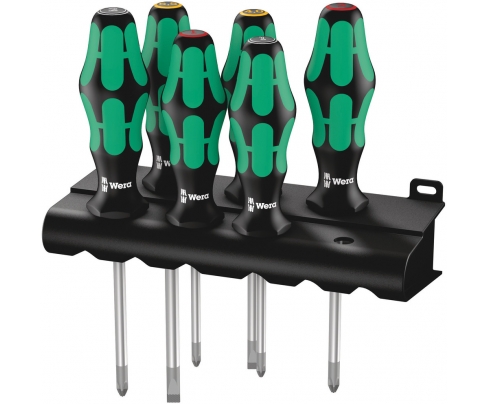 Набор отверток SL PH PZ Wera Kraftform Plus Lasertip 335/350/355/6 WE-105622 + подставка