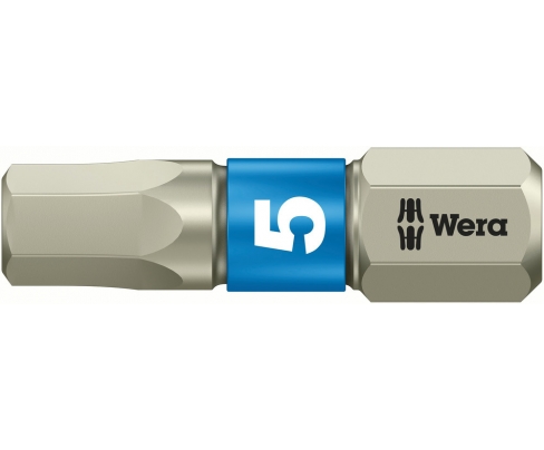 Насадка HEX-Plus Wera 3840/1 TS WE-071062 1/8" х 25 для винтов с внутренним шестигранником, нержавеющая сталь (10 шт)