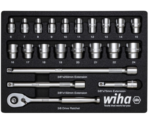 Набор торцевых головок с трещоткой 3/8" Wiha 44708 23 предмета
