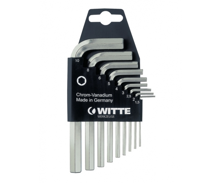Набор шестигранных HEX никелированных штифтовых ключей Witte 45021 9 предметов