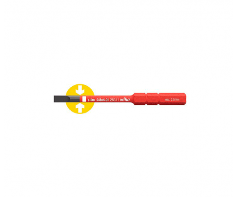 Бита Wiha SoftFinish electric slimBit Slotted 2831-10 34582 1,2 x 6,5 х 5,5Нм шлицевая
