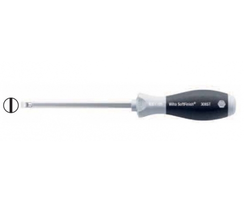 Отвертка шлицевая Wiha SoftFinish 308ST SF 32609 6.5 x 125 с шестигранным жалом  из нержавеющей стали