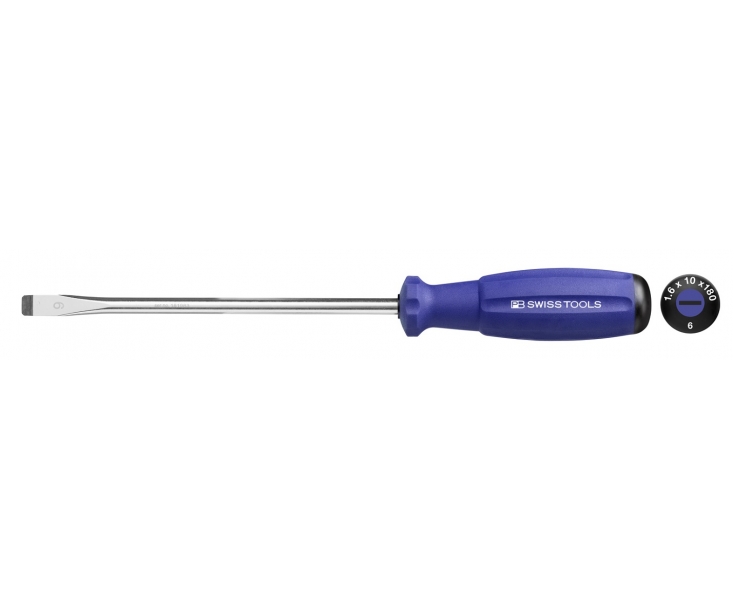 Отвертка шлицевая SwissGrip PB Swiss Tools PB 8100.6-180 BL 1.6 x 10