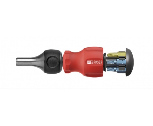 Универсальный магазинный держатель бит с трещоткой PrecisionBits C6,3 1/4" SL PH HEX Insider Stubby SwissGrip PB Swiss Tools PB 8453.R-30 V01