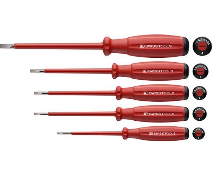 Набор шлицевых диэлектрических отверток SwissGrip  PB Swiss Tools PB 58538.CN 5 шт. в блистере